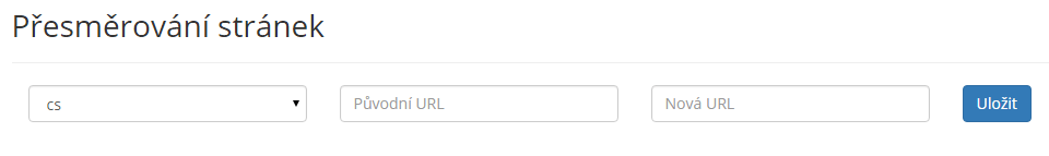 správa přesměrování stránek R 301, permanent redirect