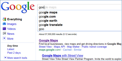 google instantní hledání - google instant search