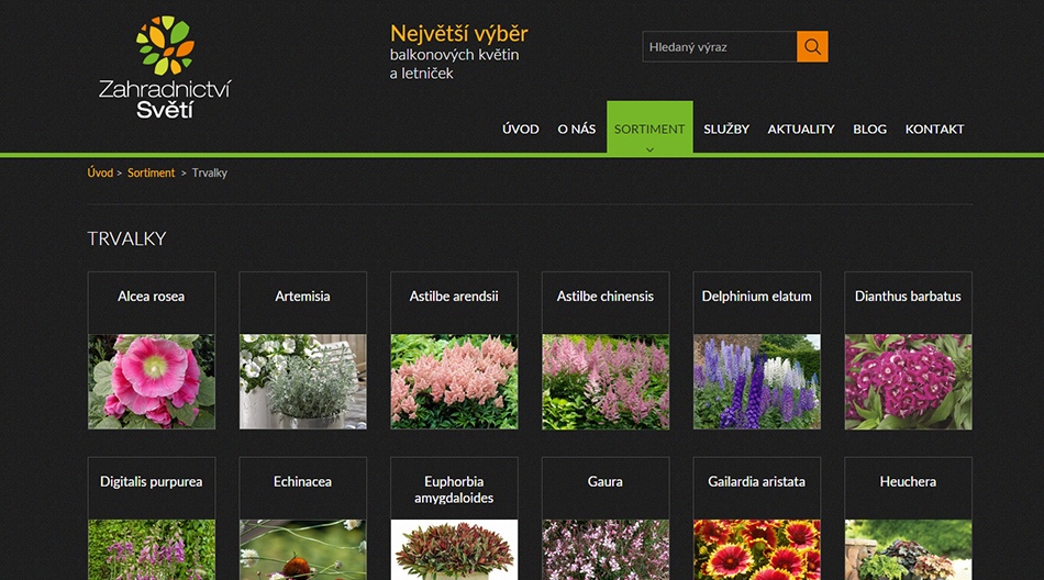 Balkonovky, web pro zahradnictví 