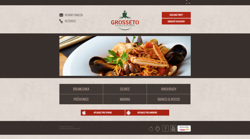 Webové stránky pro restauraci Grosseto