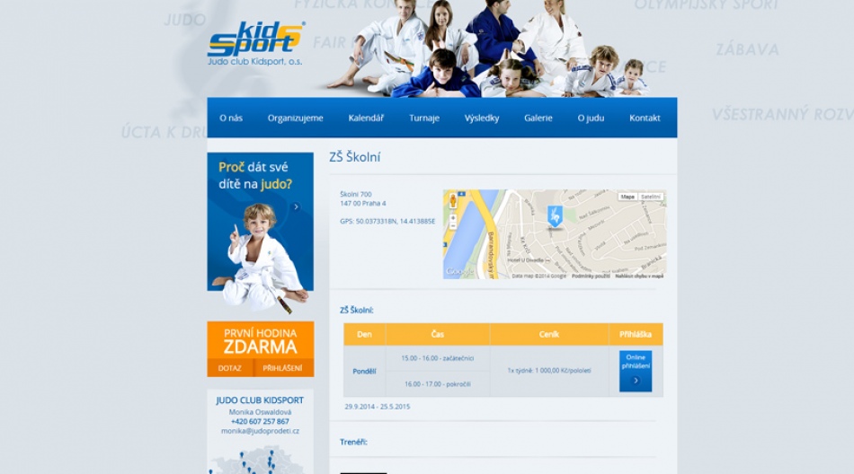 Www stránky a CRM Judo Pro Děti 