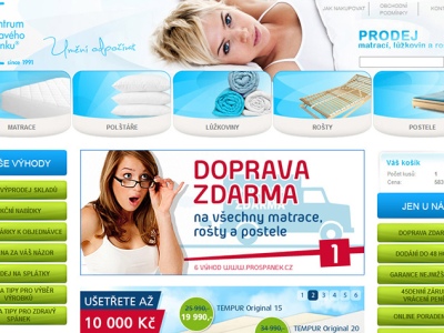 Centrum zdravého spánku Prospánek, domovská stránka s flash animaci