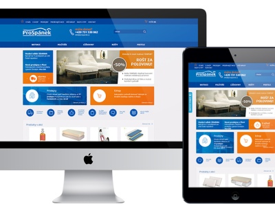 Prospánek, responzivní eshop s matracemi