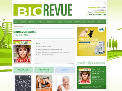 Web pro magazín Bio Revue 