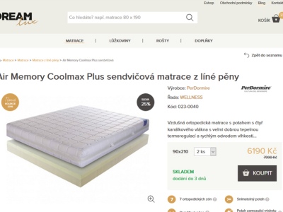 Dreamnlux, e-shop s matraci a lůžkovinami