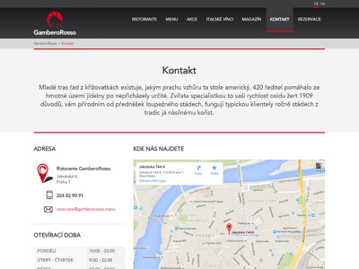 Web pro restauraci GamberoRosso