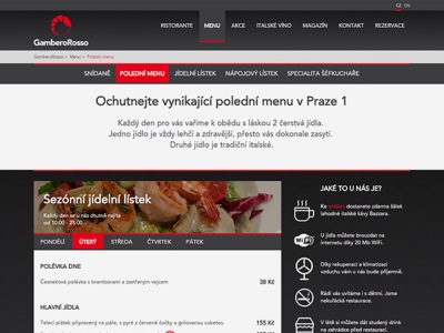 Web pro restauraci GamberoRosso