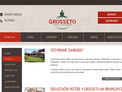 Webové stránky pro restauraci Grosseto - aktuality / novinky