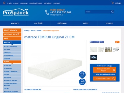 Prospánek, responzivní eshop s matracemi 